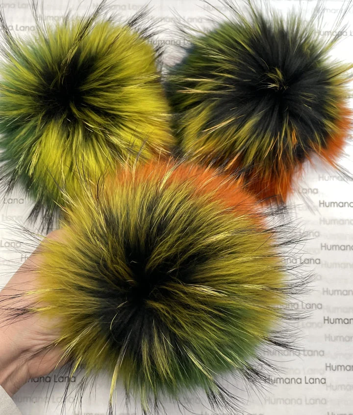 Multicolored fur pompom, 17-18cm