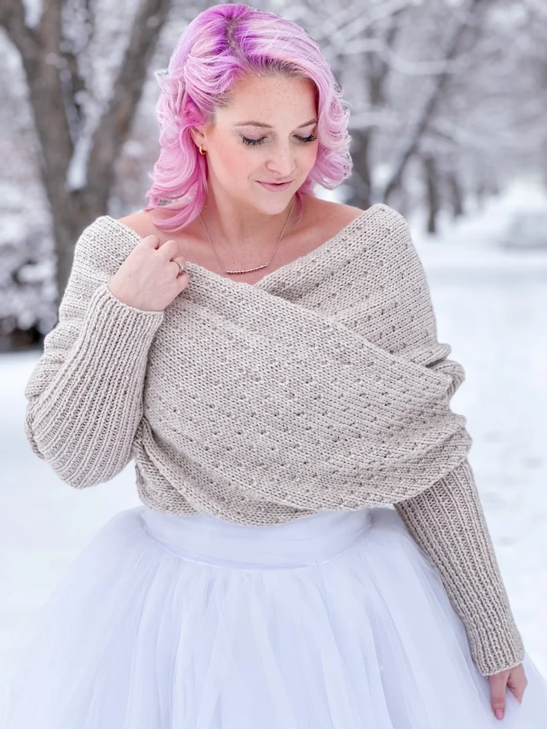Snowfall sweater scarf kit knitted in Royal Alpaca by Illimani