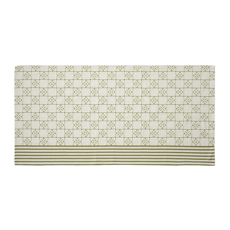 Jacquard-gewebtes Baumwoll-Küchentuch mit Karomuster und Streifenabschluss