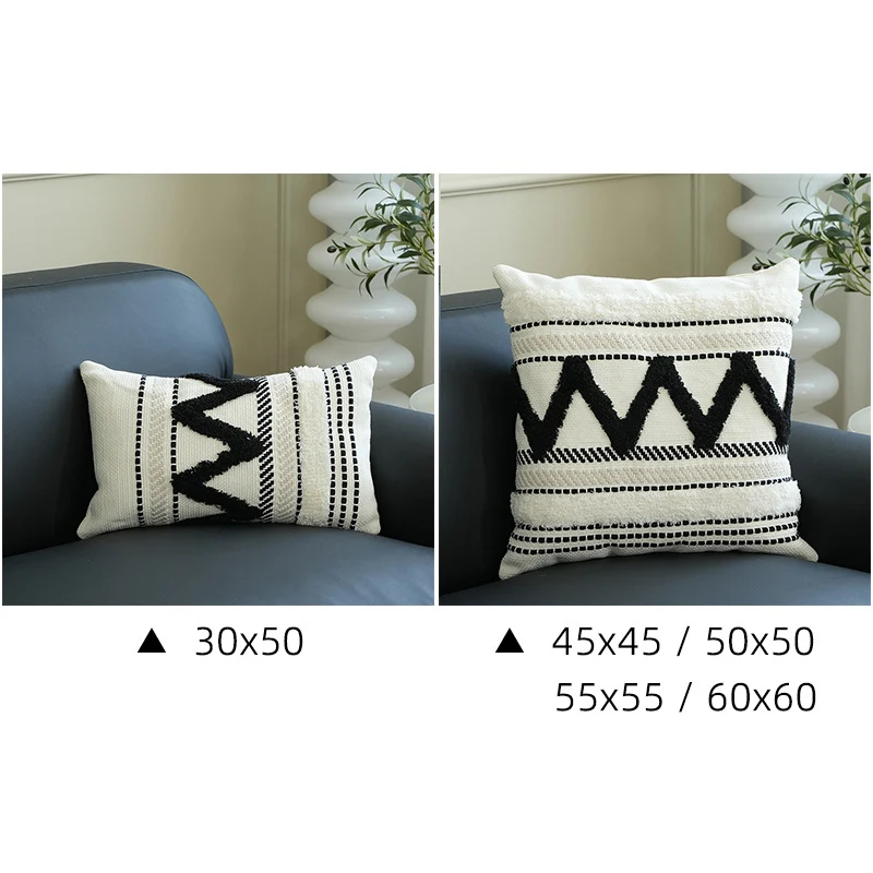 Rechteckiges gewebtes Lumbar-Dekokissen mit Tuft‑Diamanten und Quasten
