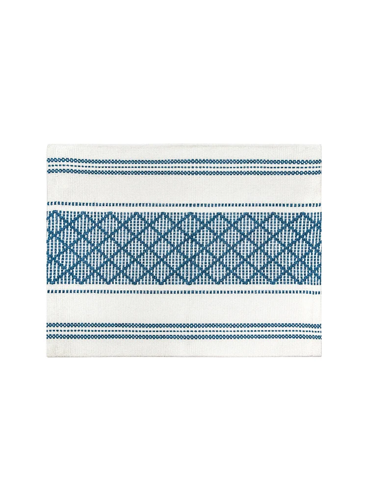 Flachgewebtes Tischset mit gewebtem Diamant‑Jacquardmuster