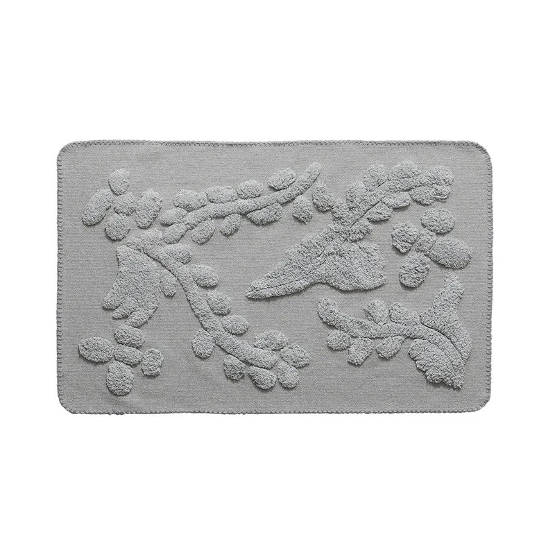 Rechteckige Baumwoll-Badematte mit abstraktem 3D‑Tuft‑Relief und rutschfester Rückseite
