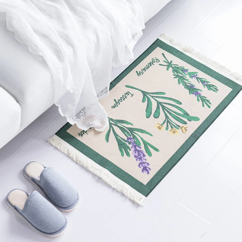Flachgewebter Läufer-Teppich im Ethno-Streifen-Design mit handfransiger Kante