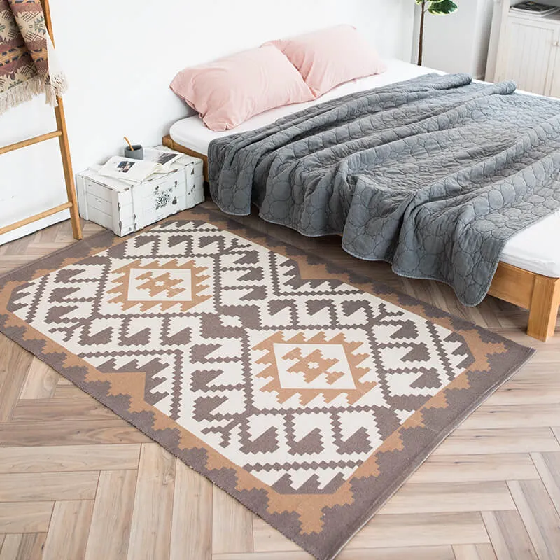 Flachgewebter abwaschbarer Tischläufer aus pflegeleichter Baumwoll-Polyester‑Mischung mit marokkanischem Ornamentmuster