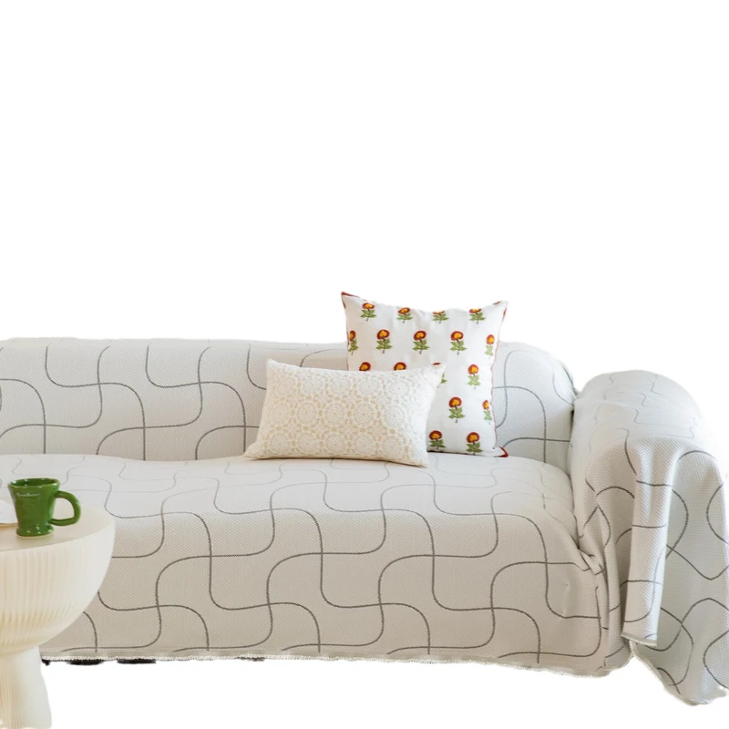 Gewebter Sofaüberwurf aus Baumwollmischgewebe mit geometrischem Muster