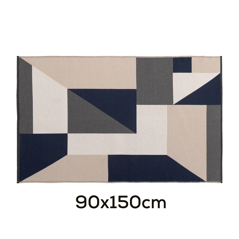 Moderner flachgewebter Teppichläufer mit abstraktem Geometrie‑Design
