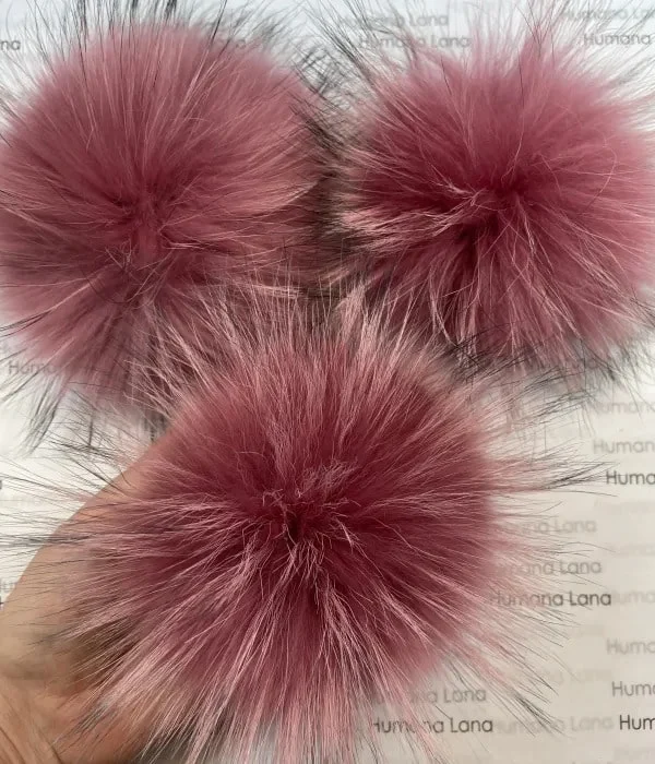 Azalea pink fur pompom, 17-20cm