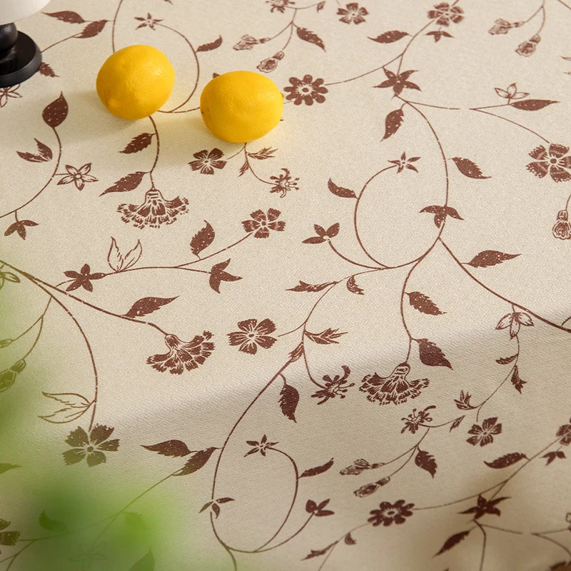 Leichte Baumwollmix-Tischdecke mit Vintage-Blumenmuster und fleckenabweisender Oberfläche