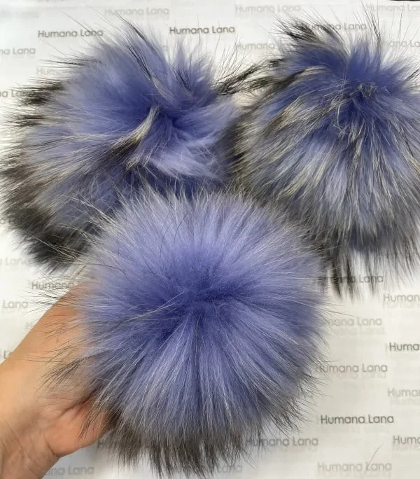 Egyptian Blue Fur Pom-poms, 17-20 cm