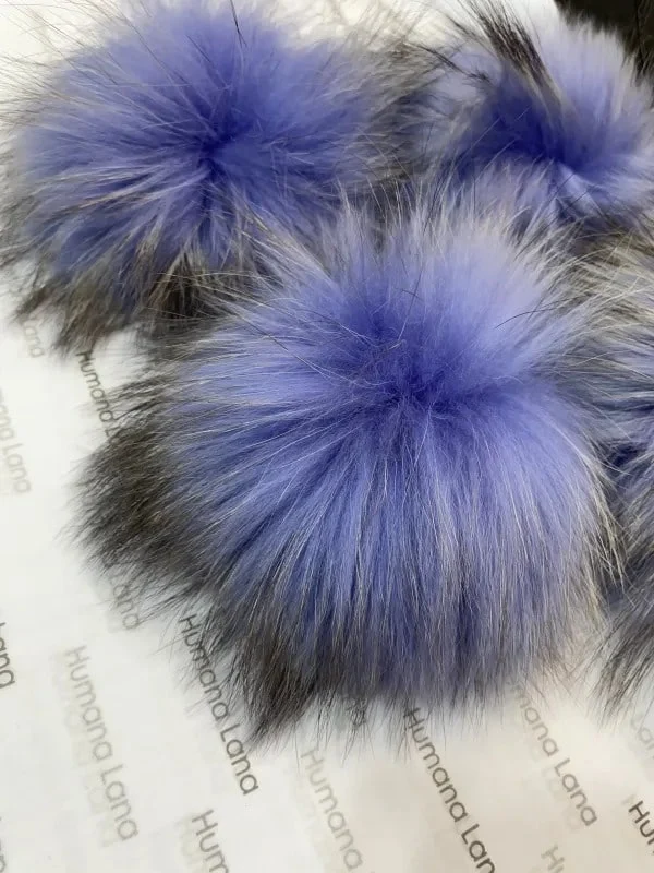 Egyptian Blue Fur Pom-poms, 17-20 cm