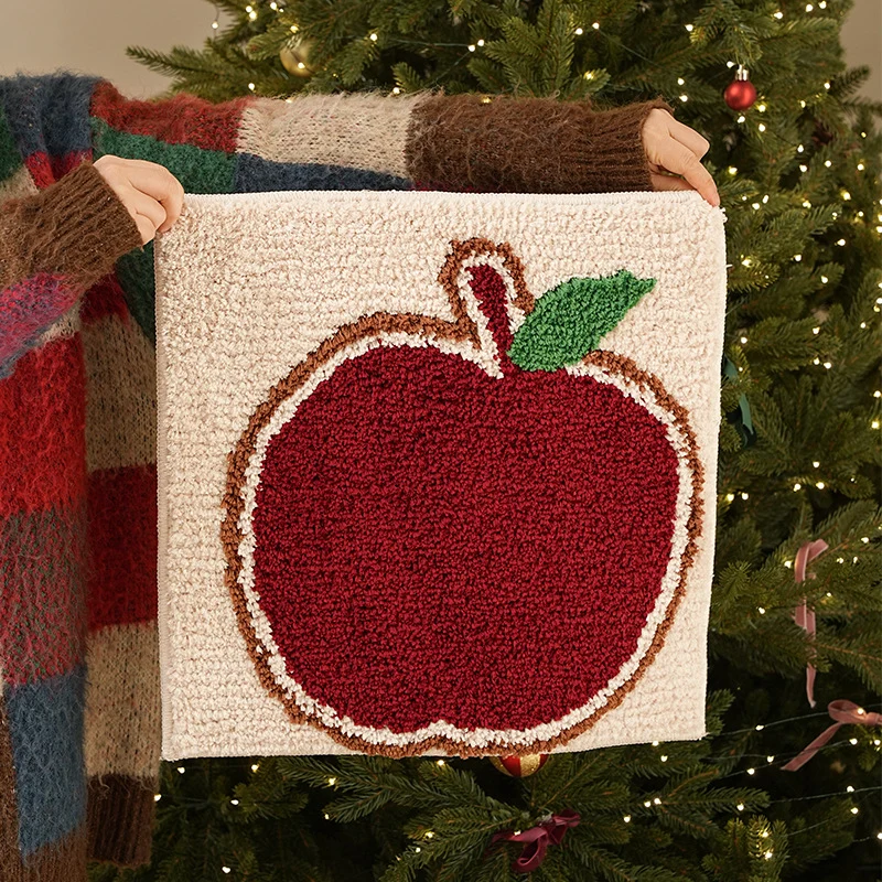 Kleiner weicher Weihnachts-Sitzauflagen- und Deko-Teppich mit Lebkuchenhaus-Motiv
