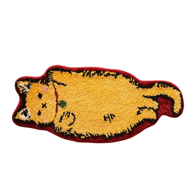 Katzenförmiger Mikrofaservorleger mit flauschiger Chenilleoberfläche und rutschfester Unterseite