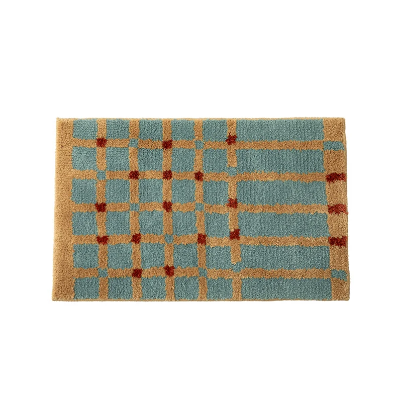 Hochfloriger Badvorleger mit geometrischem Karo‑Tufting