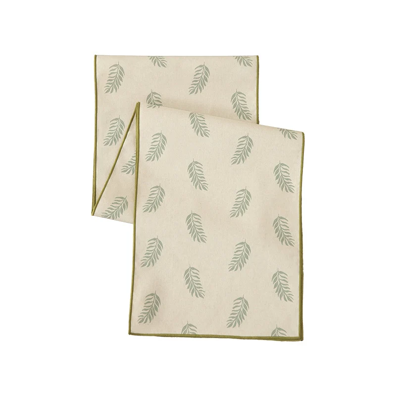 Gewebtes Tischläufer- und Tischset-Set aus Baumwoll‑Leinen mit botanischem Rankenmuster
