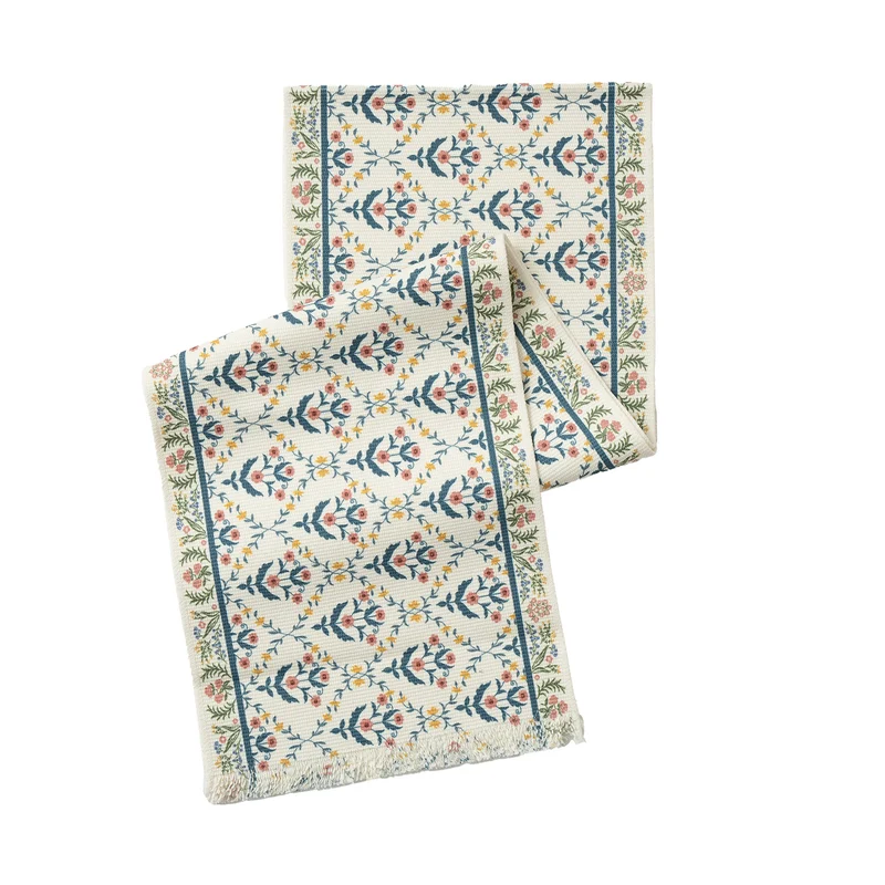 Gewebter Läufer mit vintage‑orientalischem Blumenmuster und Fransen
