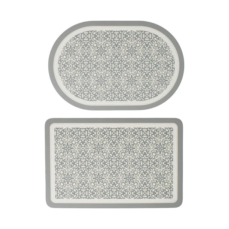 Badematten-Set mit rutschfester Unterseite und barockem Ornamentmuster
