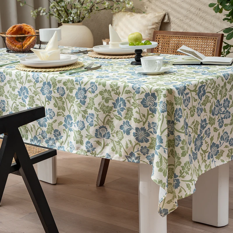 Rechteckige Tischdecke im floralen Vintage-Print aus Baumwollmix