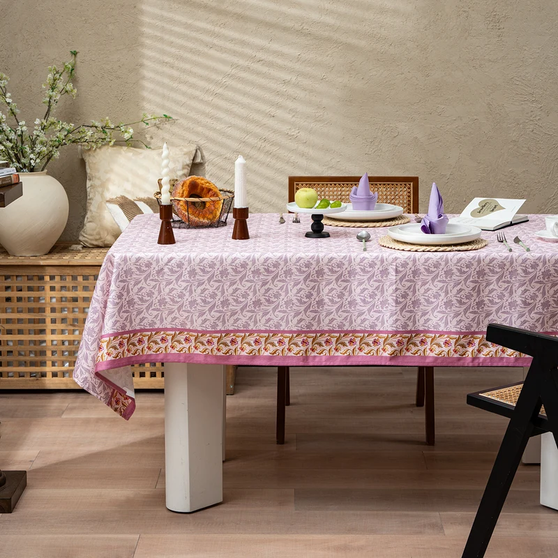 Rechteckige Tischdecke im floralen Vintage-Print aus Baumwollmix