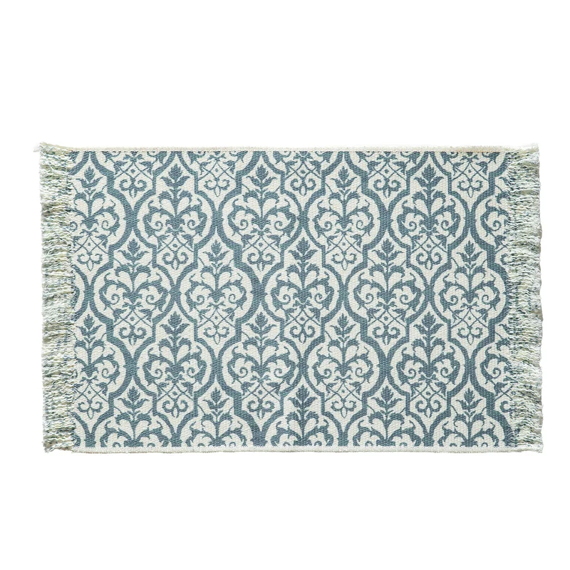 Gewebter Tischläufer im Vintage-Blumenjacquard mit Fransen