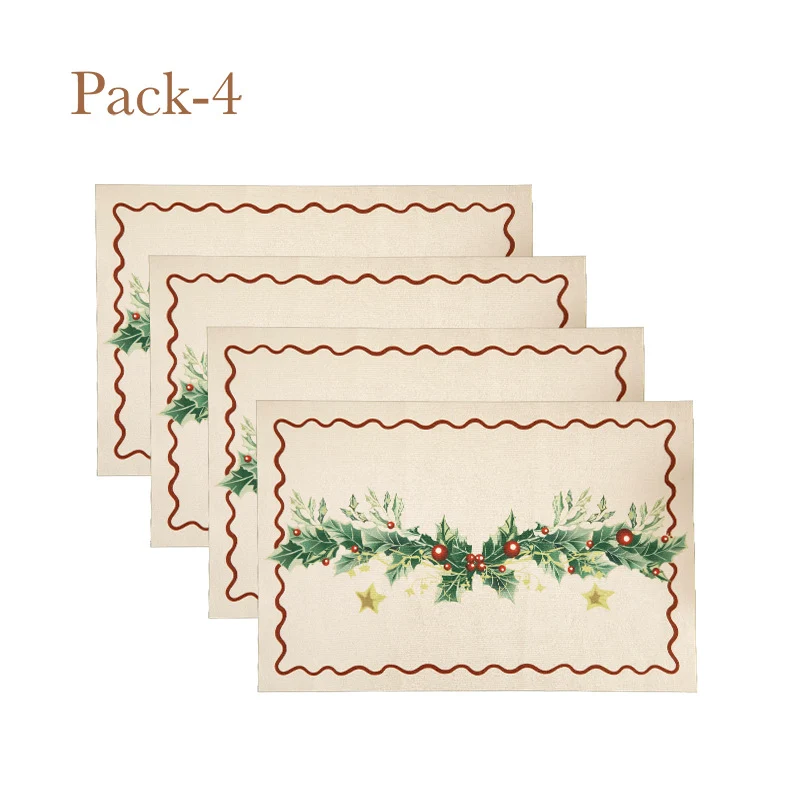 Weihnachts-Fußmatte mit Schriftzug und Stechpalmenmotiv