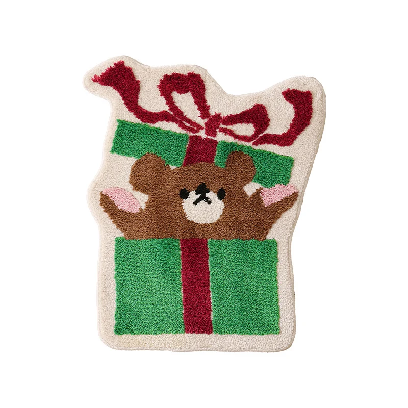Geformte Hochflor-Badematte mit Geschenk-Bärenmotiv und rutschfester Rückseite