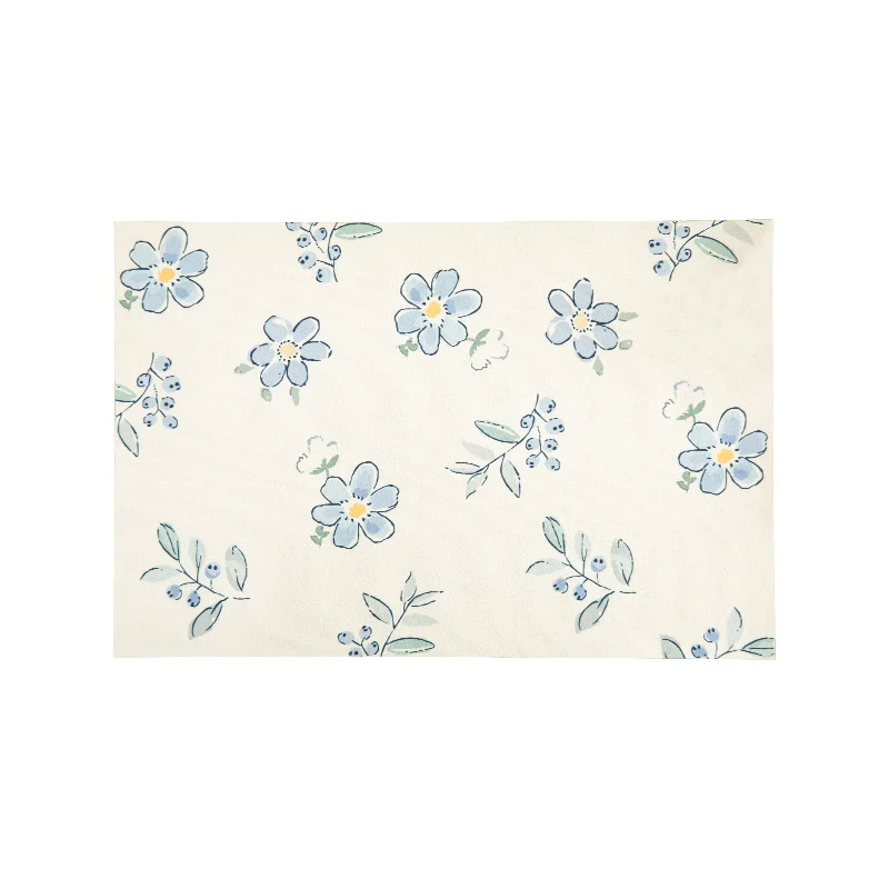 Flachgewebter Läufer und Fußmatte mit Aquarell‑Wildblumenmuster