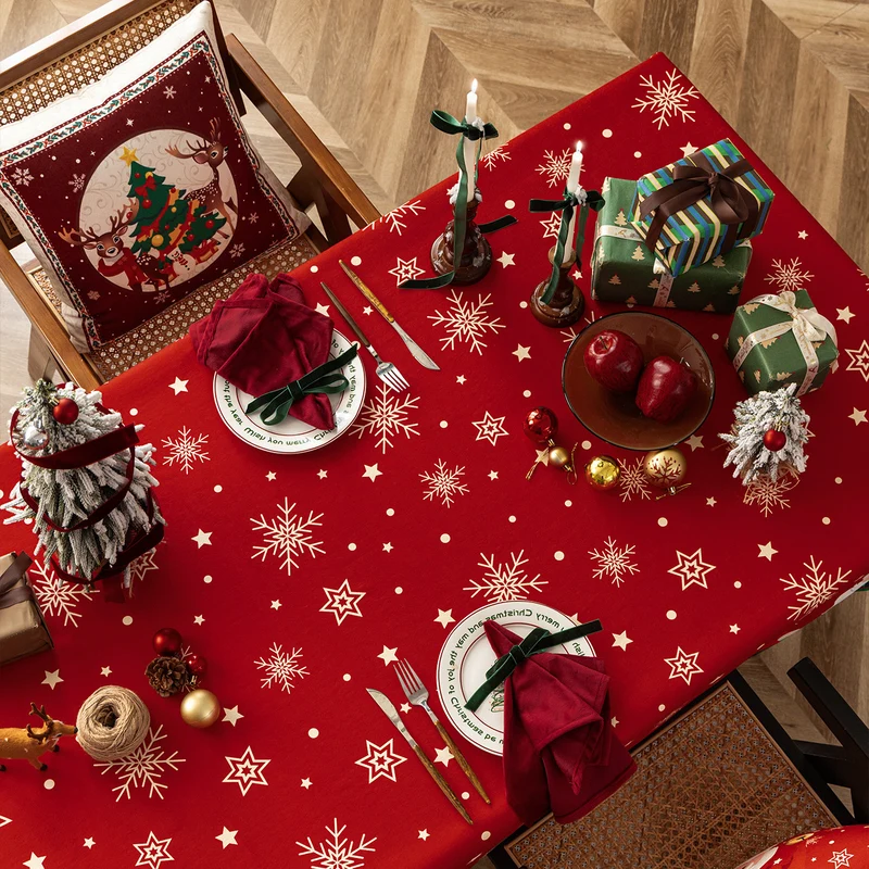 Festlicher Tischüberwurf mit Weihnachtsmann-Illustration und abwischbarer Oberfläche