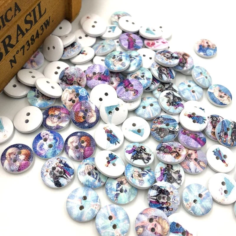 10 Frozen 2-hole buttons (15mm)