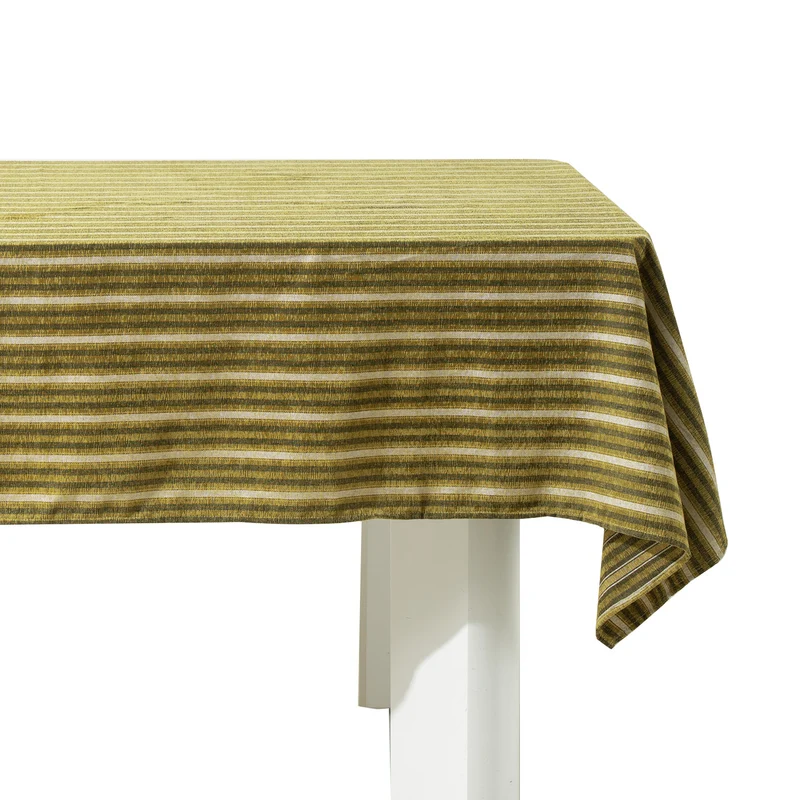 Tischdecke aus Baumwoll-Leinen mit filigranem Streifenwebmuster