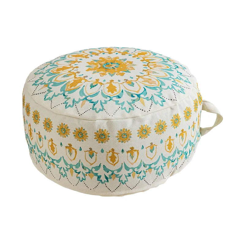 Sitzpouf Bodenkissen mit Mandala-Motiv und Tragegriff
