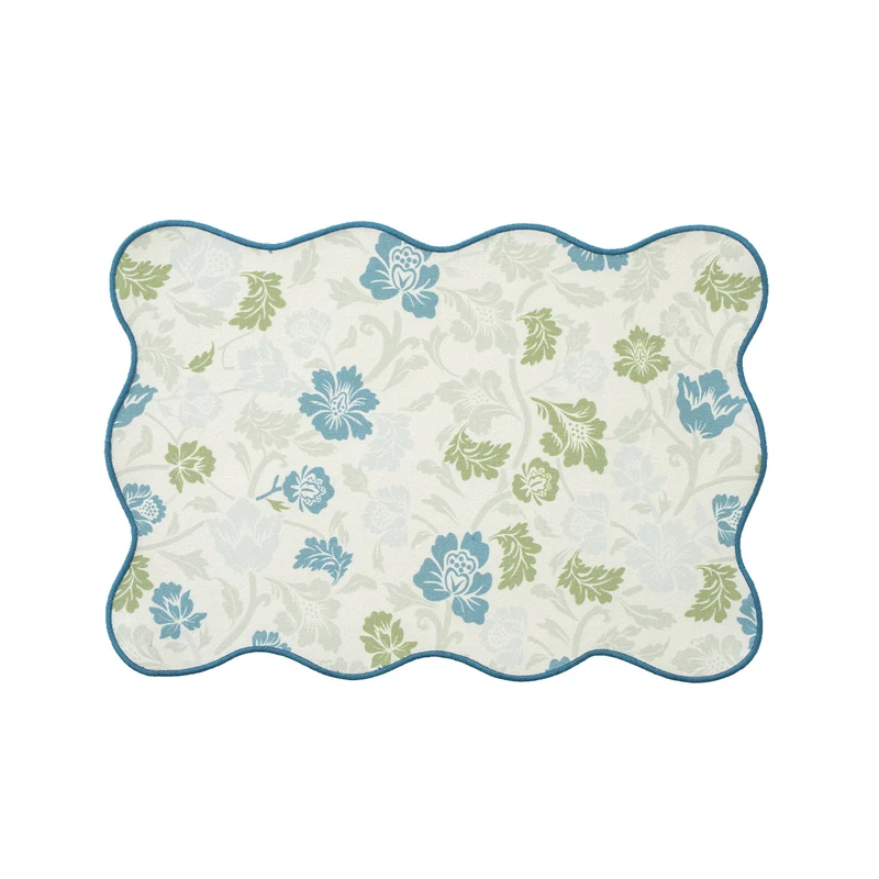 Geformtes Tischset aus Baumwollmix mit Granatapfel- und Papageien-Motiv