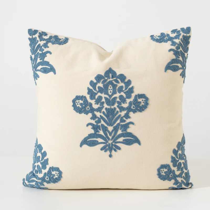 Floraler Mandala-Dekokissenbezug aus Baumwollmix mit verdecktem Reißverschluss