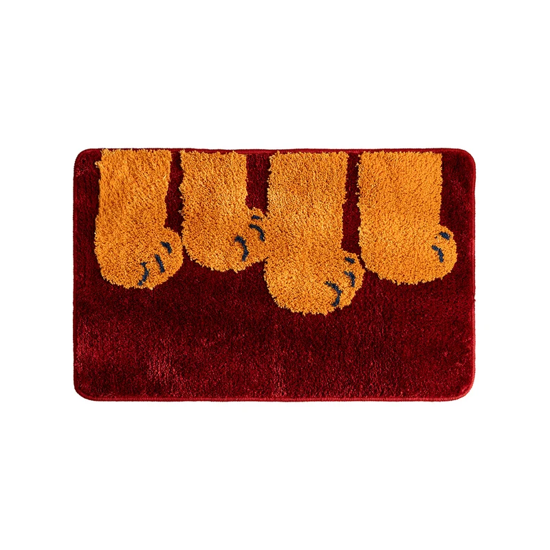 Flauschige Badezimmer-Fußmatte mit Pfotenrelief
