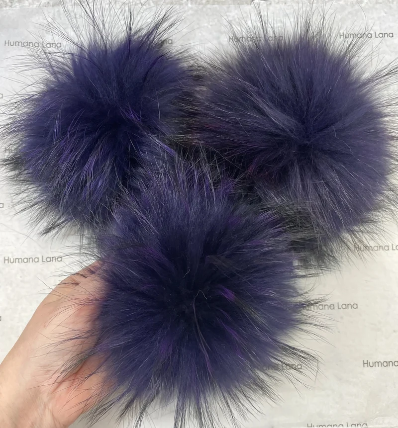 Purple fur pompom 17-20cm