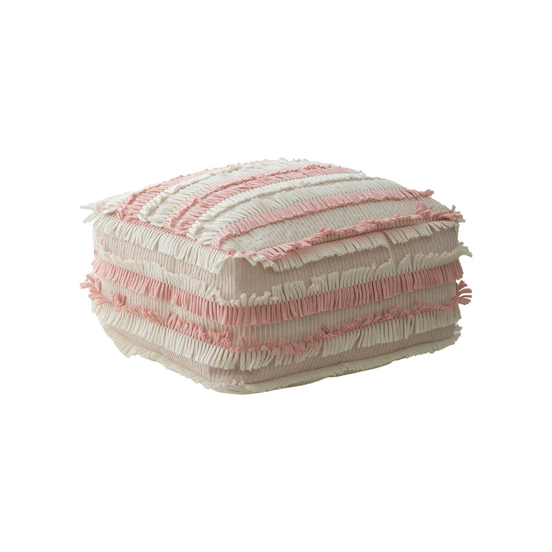 Boho-Pouf Bodenkissen mit strukturierter Fransenoberfläche