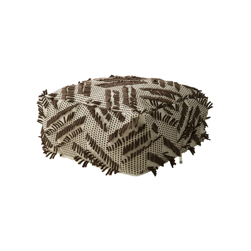 Boho-Pouf Bodenkissen mit strukturierter Fransenoberfläche