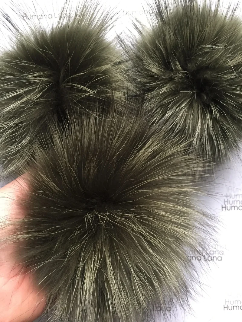 Olive fur pompom