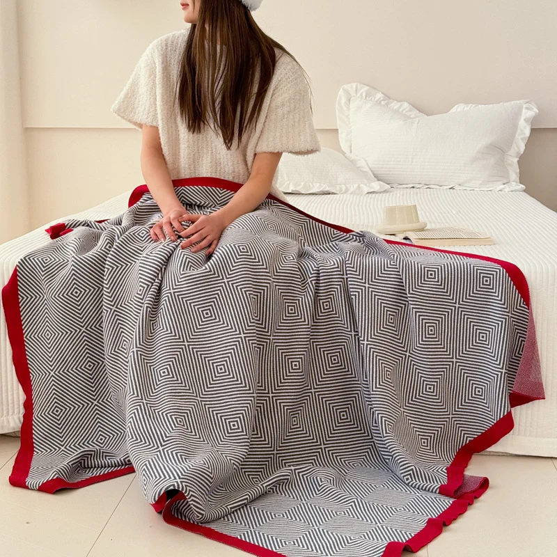 Geometrisch gemustertes weiches Überwurfsofa-Decke