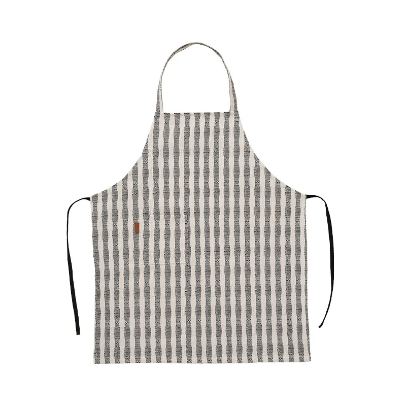 Atelier- und Küchen-Schürze aus Baumwoll‑Leinen mit Taschenpanel und verstellbarem Nackenband