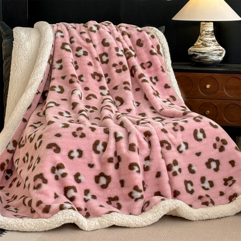 Damen Plüsch Leoparddruck Wurfdecke