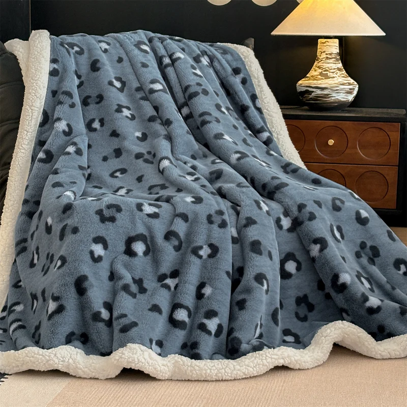 Damen Plüsch Leoparddruck Wurfdecke