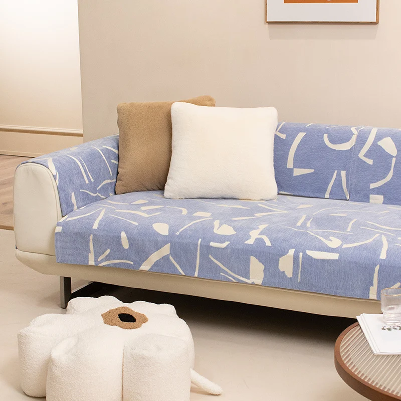 Abwischbarer Sofahusse mit abstraktem Grafikprint und elastischem Spannrand