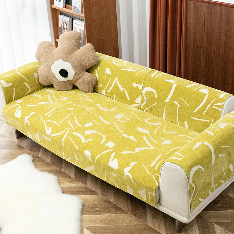 Abwischbarer Sofahusse mit abstraktem Grafikprint und elastischem Spannrand