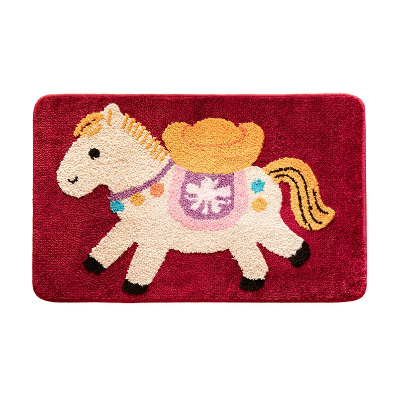 Kinder-Badvorleger mit verspieltem Ponymotiv, saugfähige Mikrofaser und rutschfester Unterseite