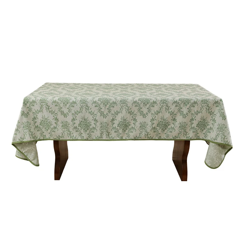 Jacquard-Tischdecke mit floralem Damastmuster und verstärktem Saum