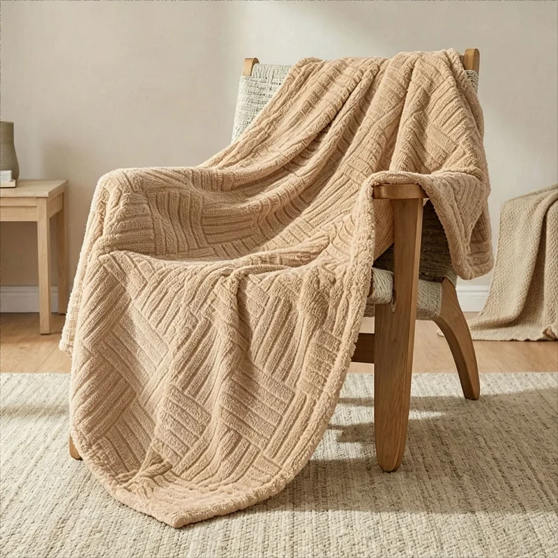 Strukturierte Fleece-Wurfdecke
