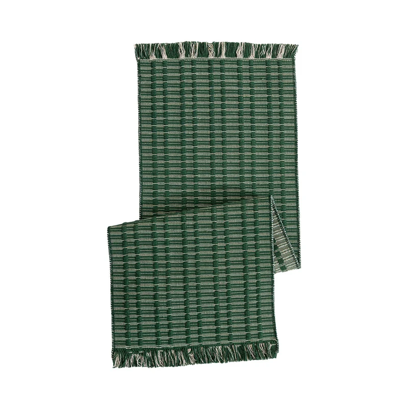 Handgewebter Plaid aus Baumwolle mit Strukturstreifen und Fransen