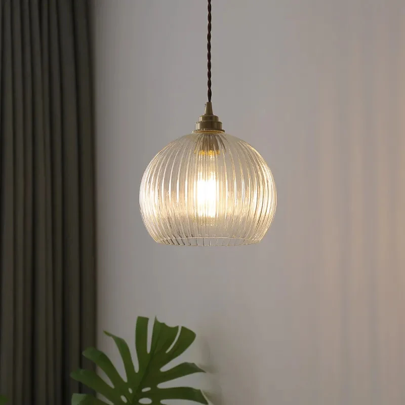 Elegante gerippte Glas Pendelleuchte