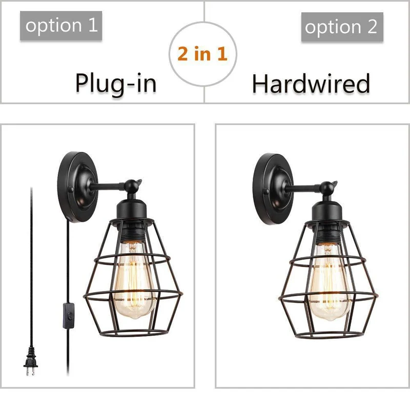 Industrielle Käfig Wandlampe