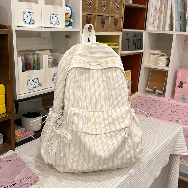 Chic Gestreifter Canvas Rucksack Karnz